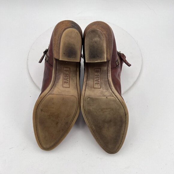 Frye Judith Women Size 10M Cognac Brown Leather Ankle Zip Block Heel Boot - Picture 8 of 15